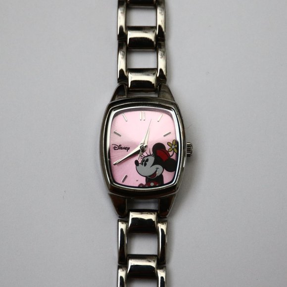 Disney Minnie Mouse Watch Metal Chain Not Working for Repair Change Battery - Picture 1 of 3